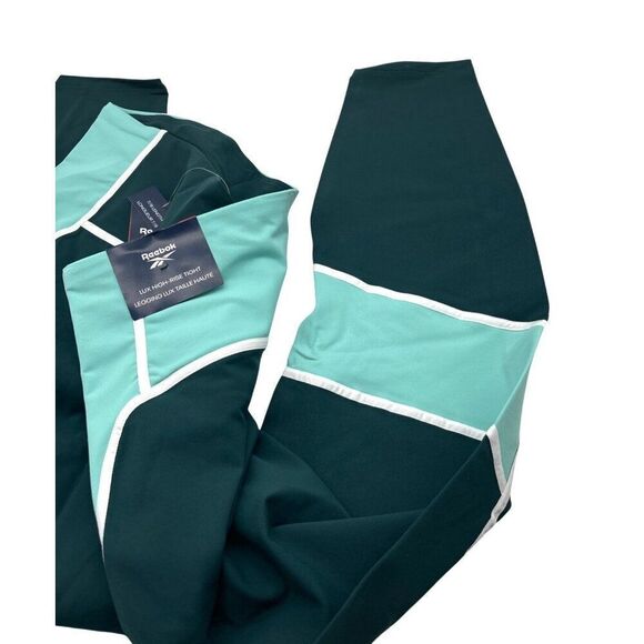 Reebok Women’s Plus Size Lux High-Waist Colorblock Leggings Forest Green 3X/ S - Picture 11 of 13